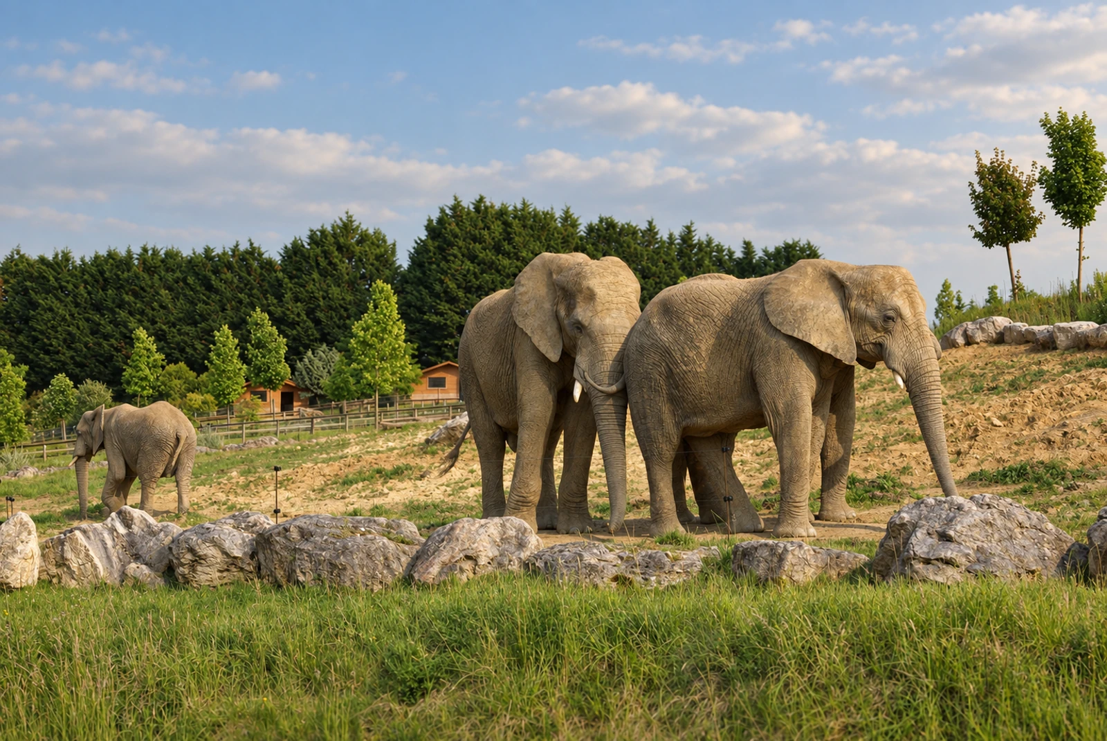 Des éléphants d’Afrique dans la plaine des éléphants au ZooParc de Beauval, photographiés en 2008.
